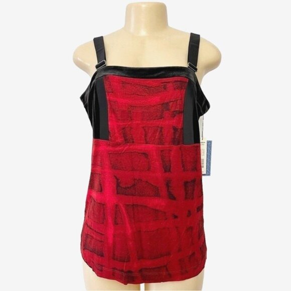 Simply Vera Vera Wang Tops - NEW Simply Vera Wang Black Velvet Sleeveless Top Red‎ Brushed Adjustable Strap